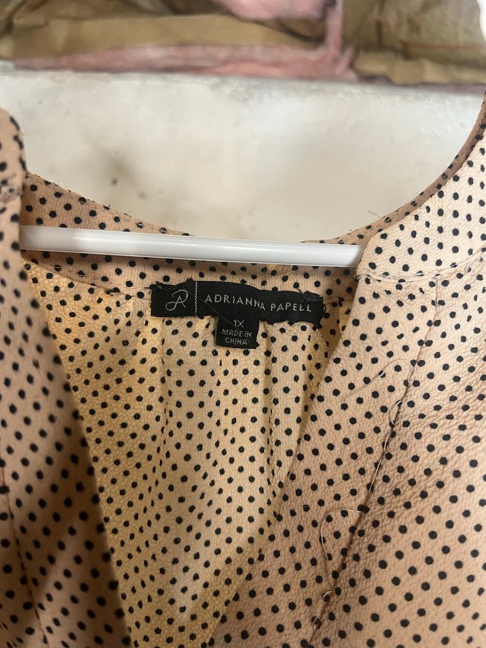 Adrianna Papell Polka Dot Short Sleeve Top